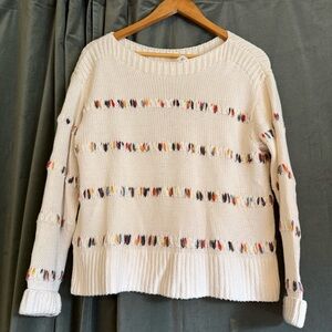 Lou & Grey for Loft white cotton boatneck sweater, women’s S